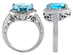 Star K Large 10mm Heart Shape Simulated Blue Topaz Wedding Ring