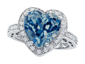 Star K Large 10mm Heart Shape Simulated Blue Topaz Wedding Ring