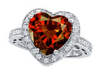 Star K Large 10mm Heart Shape Simulated Garnet Wedding Ring