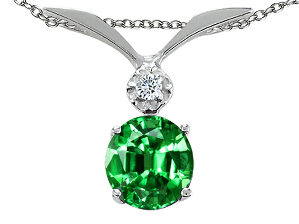 Tommaso Design™ Round 7mm Simulated Emerald Pendant Necklace