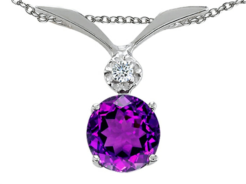 Tommaso Design™ Round 7mm Genuine Amethyst Pendant Necklace