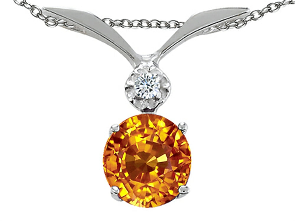 Tommaso Design™ Round 7mm Genuine Citrine Pendant Necklace