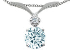 Tommaso Design™ Round 7mm Simulated Aquamarine Pendant Necklace