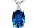 Star K™ Large 14x10mm Cushion-Cut Simulated Blue Topaz Pendant Necklace