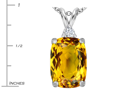 Star K™ Large 14x10mm Cushion-Cut Simulated Citrine Pendant Necklace