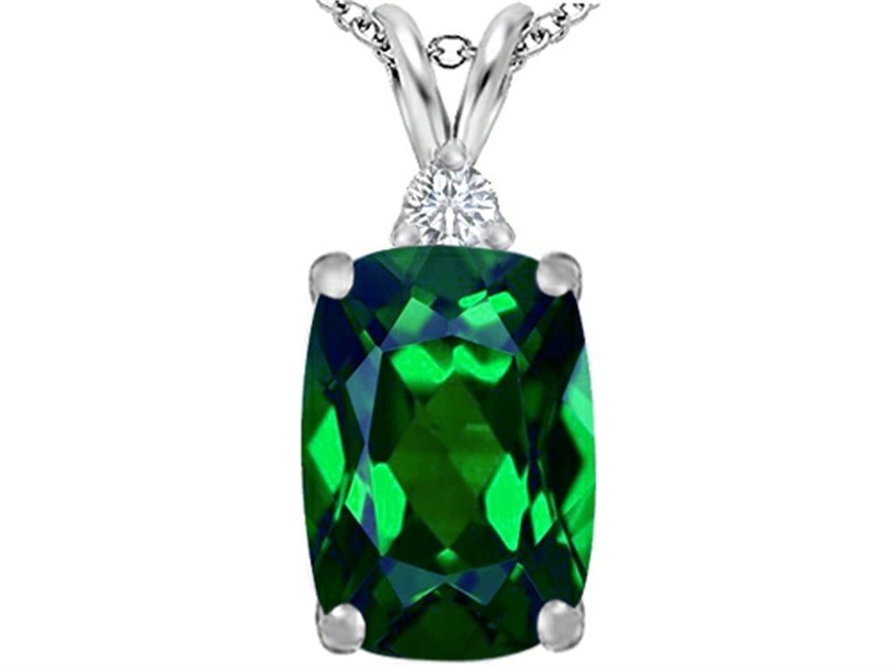 Star K™ Large 14x10mm Cushion-Cut Simulated Emerald Pendant Necklace