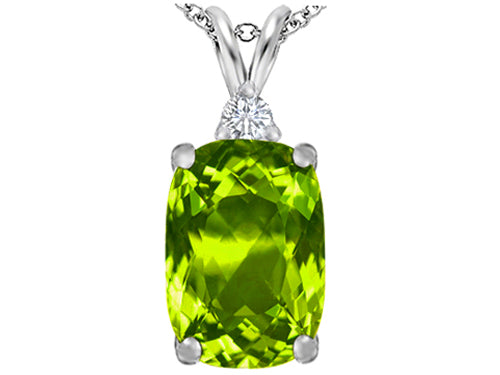 Star K™ Large 14x10mm Cushion-Cut Simulated Peridot and Cubic Zirconia Pendant Necklace