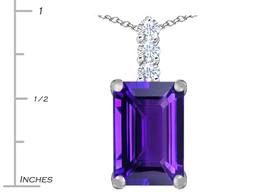 Star K™ Large 14x10mm Emerald Cut Simulated Amethyst Pendant Necklace
