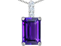 Star K™ Large 14x10mm Emerald Cut Simulated Amethyst Pendant Necklace