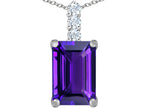 Star K™ Large 14x10mm Emerald Cut Simulated Amethyst Pendant Necklace