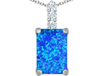 Star K™ Large 14x10mm Emerald Cut Blue Created Opal Pendant Necklace