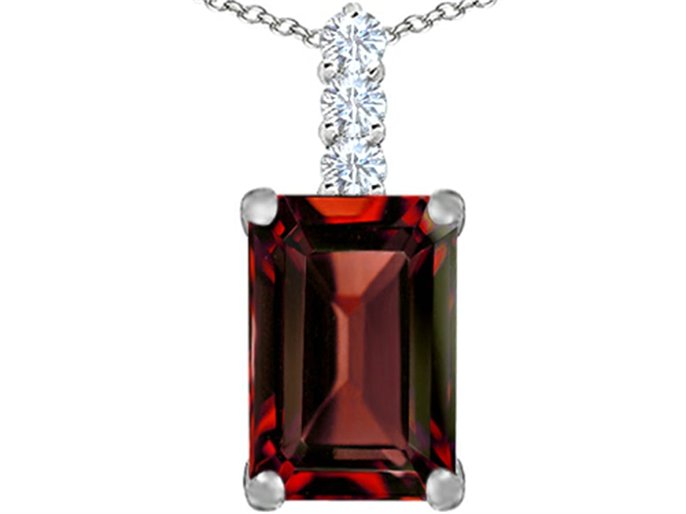 Star K™ Large 14x10mm Emerald Cut Simulated Garnet Pendant Necklace