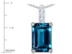 Star K™ Large 14x10mm Emerald Cut Simulated Blue Topaz Pendant Necklace