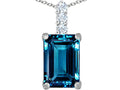 Star K™ Large 14x10mm Emerald Cut Simulated Blue Topaz Pendant Necklace
