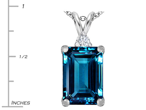 Star K™ Large 14x10mm Emerald Cut Simulated Blue Topaz Pendant Necklace