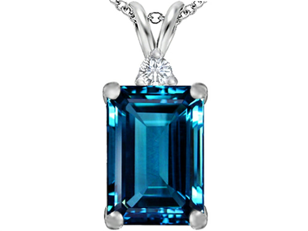 Star K™ Large 14x10mm Emerald Cut Simulated Blue Topaz Pendant Necklace