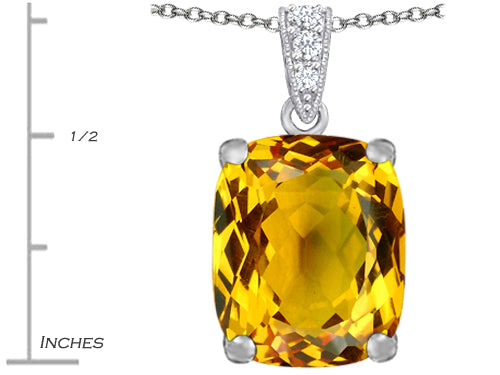 Star K™ Large 12x10mm Cushion-Cut Simulated Citrine Pendant Necklace
