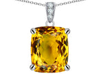 Star K™ Large 12x10mm Cushion-Cut Simulated Citrine Pendant Necklace