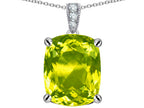 Star K™ Large 12x10mm Cushion-Cut Simulated Peridot and Cubic Zirconia Pendant Necklace