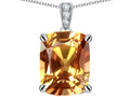 Star K™ Large 12x10mm Cushion-Cut Simulated Imperial Yellow Topaz Pendant Necklace