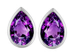 Star K™ 9x6mm Pear Shape Simulated Amethyst Earrings Studs