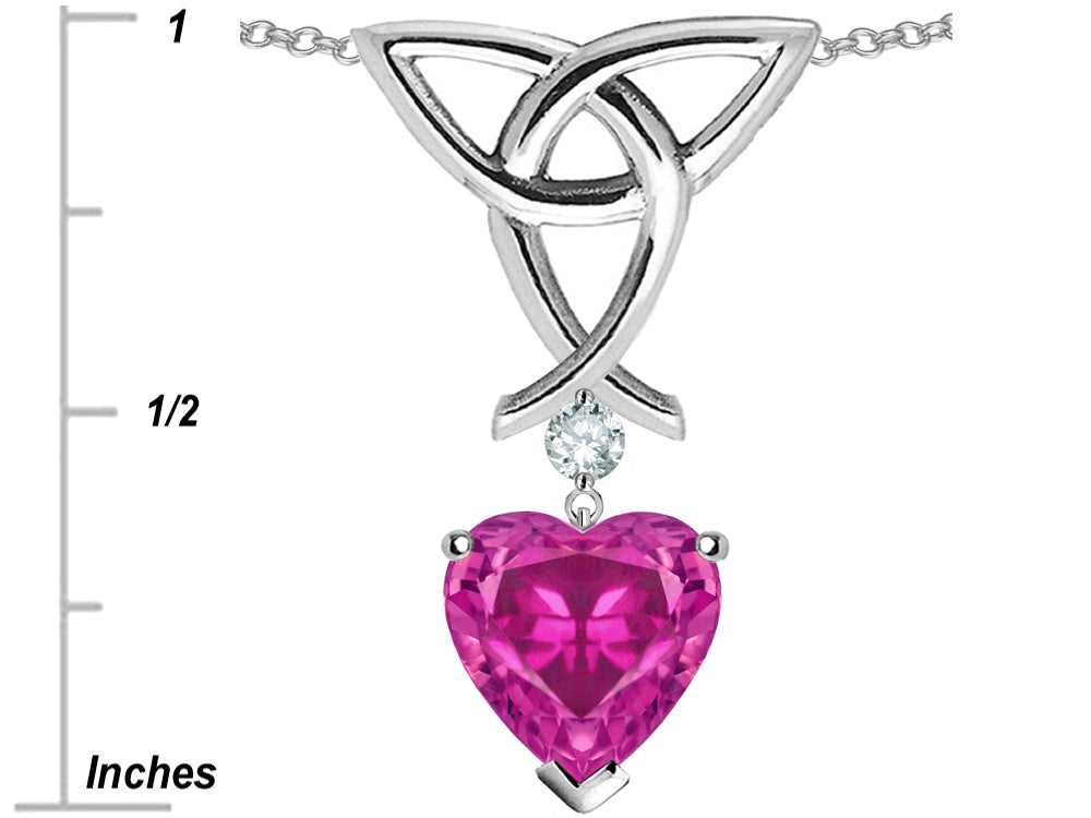 Star K™ Love Knot Pendant Necklace with 8mm Heart Shape Simulated Pink Tourmaline