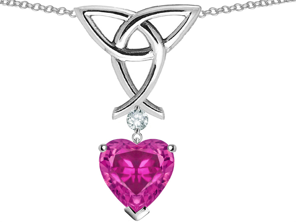 Star K™ Love Knot Pendant Necklace with 8mm Heart Shape Simulated Pink Tourmaline