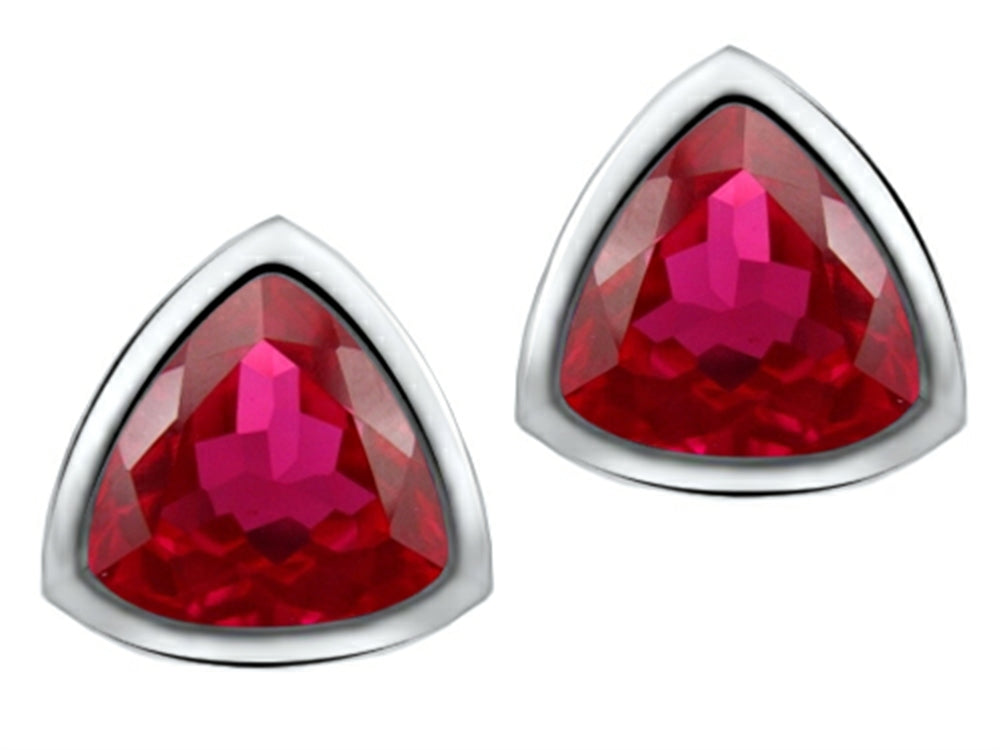 Star K™ 7mm Trillion Cut Created Ruby Earrings Studs