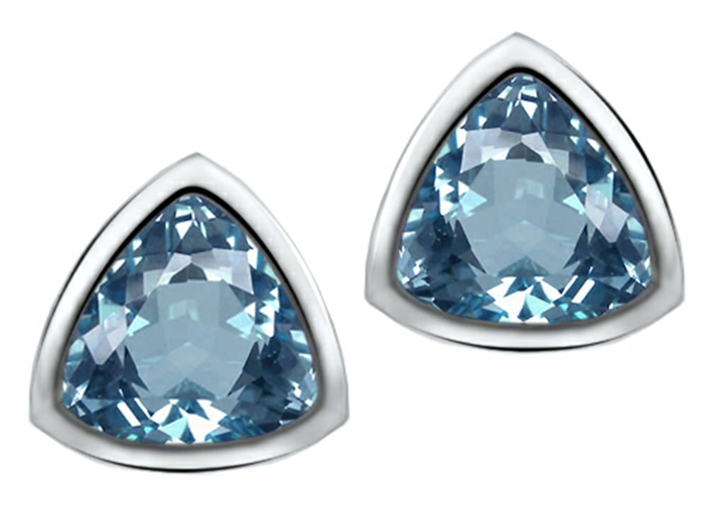 Star K™ 7mm Trillion Cut Simulated Aquamarine Earrings Studs