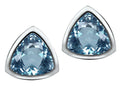 Star K™ 7mm Trillion Cut Simulated Aquamarine Earrings Studs
