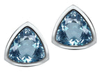 Star K™ 7mm Trillion Cut Simulated Aquamarine Earrings Studs