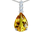 Star K™ Large 14x10mm Pear Shape Simulated Citrine Pendant Necklace