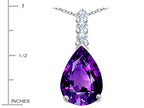 Star K™ Large 14x10mm Pear Shape Simulated Amethyst Pendant Necklace