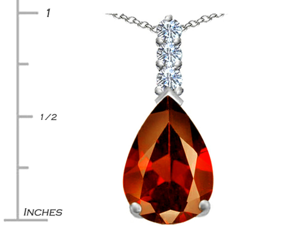 Star K™ Large 14x10mm Pear Shape Simulated Garnet Pendant Necklace
