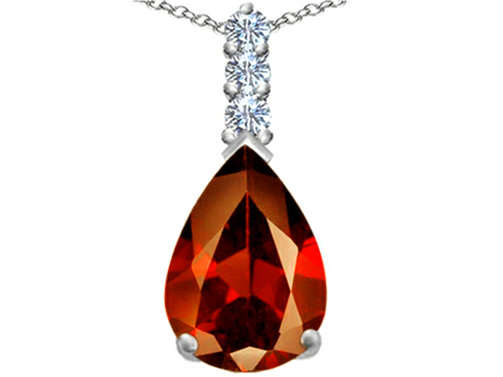 Star K™ Large 14x10mm Pear Shape Simulated Garnet Pendant Necklace