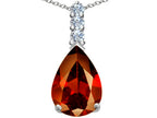 Star K™ Large 14x10mm Pear Shape Simulated Garnet Pendant Necklace