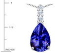 Star K™ Large 14x10mm Pear Shape Simulated Tanzanite Pendant Necklace