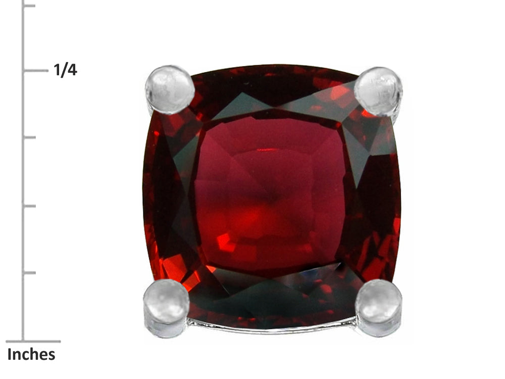 Star K™ Cushion-Cut 7mm Simulated Garnet Earrings Studs