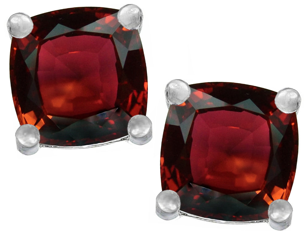 Star K™ Cushion-Cut 7mm Simulated Garnet Earrings Studs