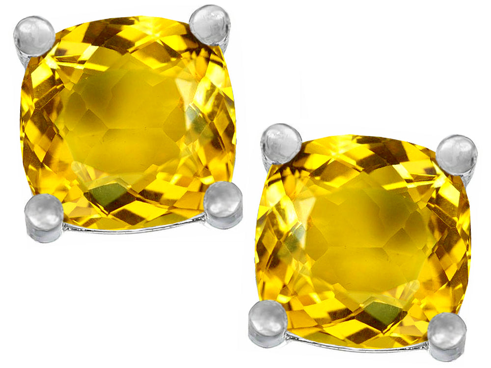 Star K™ Cushion-Cut 7mm Simulated Citrine Earrings Studs