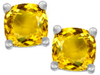 Star K™ Cushion-Cut 7mm Simulated Citrine Earrings Studs