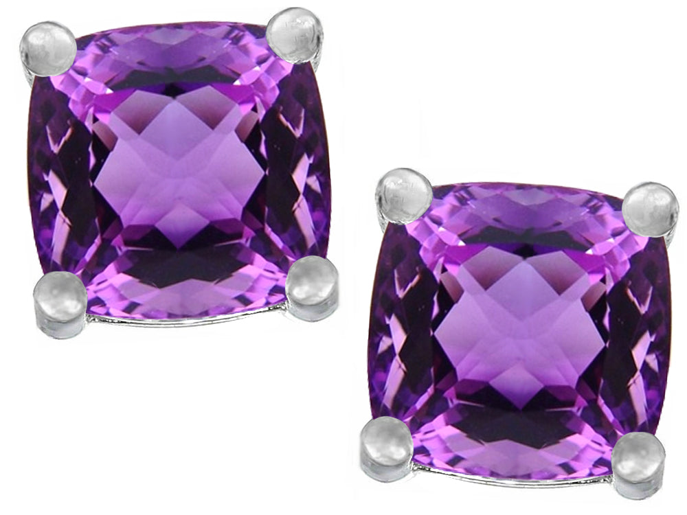Star K™ Cushion-Cut 7mm Simulated Amethyst Earrings Studs