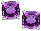 Star K™ Cushion-Cut 7mm Simulated Amethyst Earrings Studs