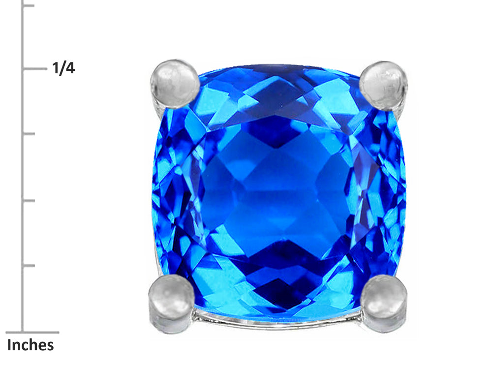 Star K™ Cushion-Cut 7mm Simulated Blue Topaz Earrings Studs