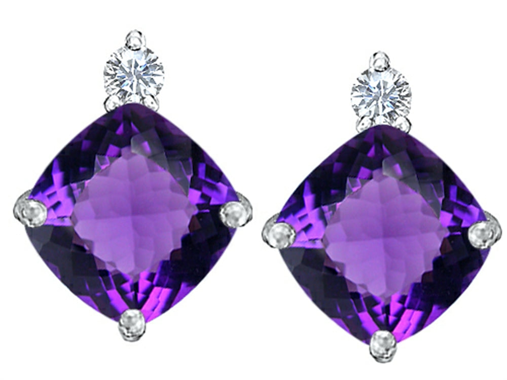 Star K™ 7mm Cushion-Cut Simulated Amethyst Earrings Studs