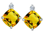 Star K™ 7mm Cushion-Cut Simulated Citrine Earrings Studs