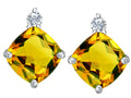Star K™ 7mm Cushion-Cut Simulated Citrine Earrings Studs