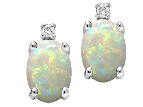 Tommaso Design™ Oval 8x6mm Genuine Opal Earrings