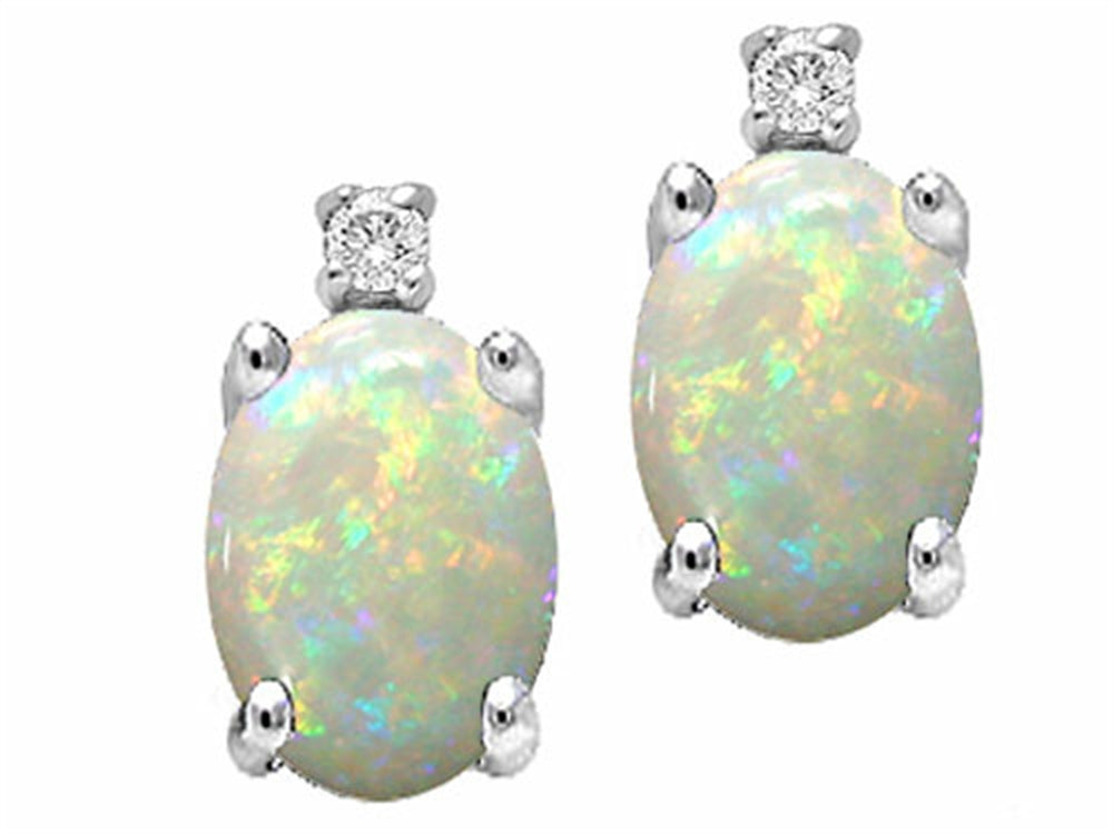 Tommaso Design™ Oval 8x6mm Genuine Opal Earrings