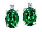 Tommaso Design™ Oval 7x5mm Simulated Emerald s Earrings
